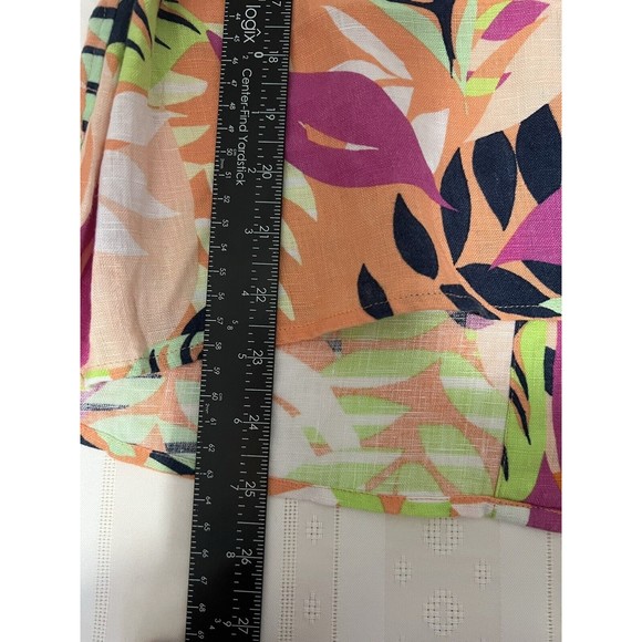 kaari blue 100% linen multi color floral Sleeveless print top Sz XS - Picture 4 of 7